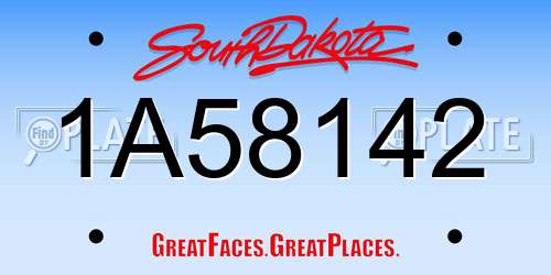 1A58142 South Dakota License Plate
