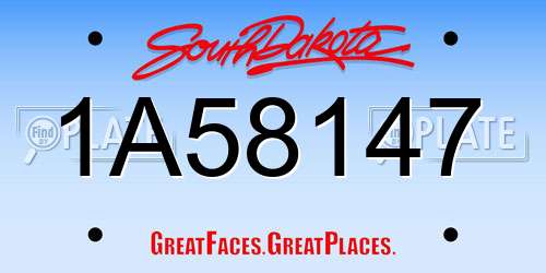 1A58147 South Dakota License Plate