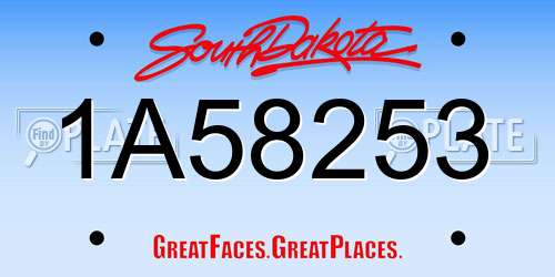 1A58253 South Dakota License Plate