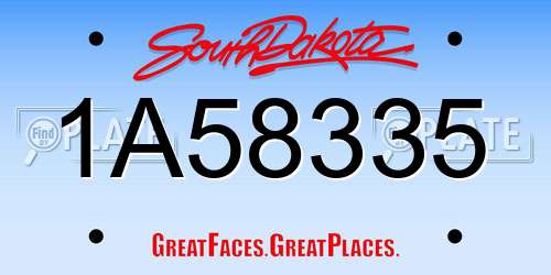 1A58335 South Dakota License Plate