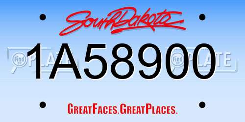 1A58900 South Dakota License Plate