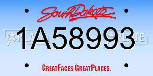 1A58993 South Dakota License Plate