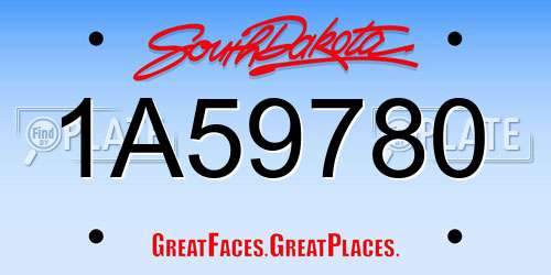 1A59780 South Dakota License Plate