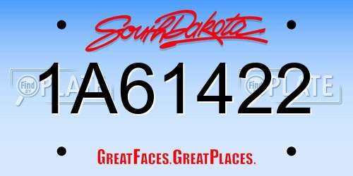 1A61422 South Dakota License Plate