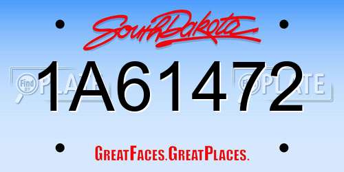 1A61472 South Dakota License Plate