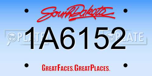 1A6152 South Dakota License Plate