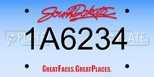 1A6234 South Dakota License Plate