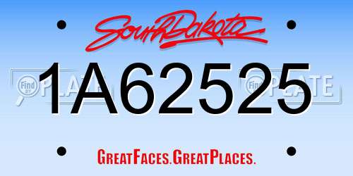 1A62525 South Dakota License Plate