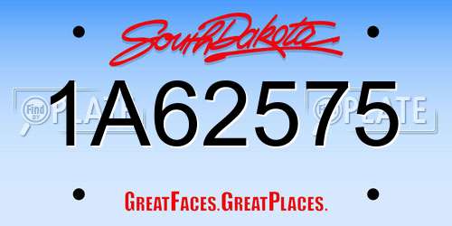 1A62575 South Dakota License Plate