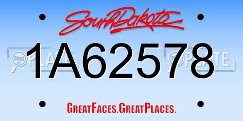 1A62578 South Dakota License Plate