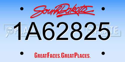 1A62825 South Dakota License Plate