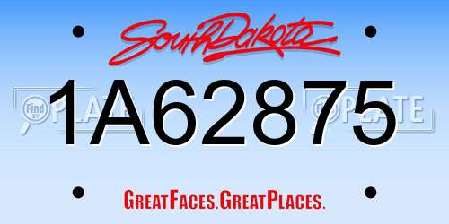 1A62875 South Dakota License Plate