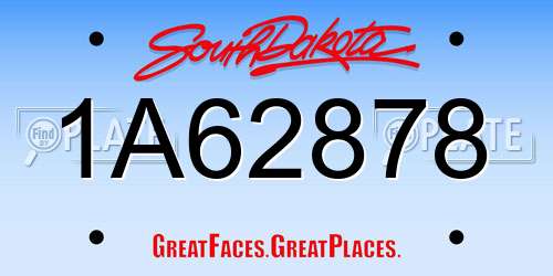 1A62878 South Dakota License Plate
