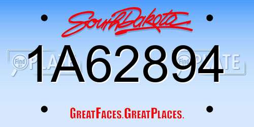 1A62894 South Dakota License Plate