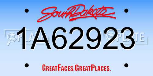 1A62923 South Dakota License Plate