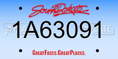 1A63091 South Dakota License Plate