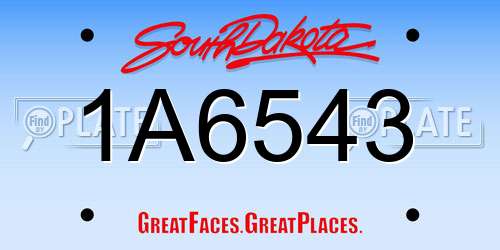 1A6543 South Dakota License Plate