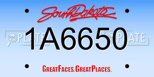 1A6650 South Dakota License Plate