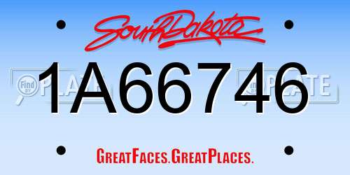 1A66746 South Dakota License Plate