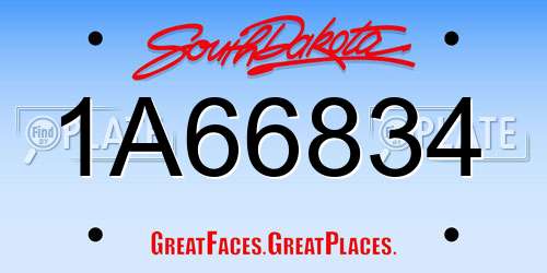 1A66834 South Dakota License Plate