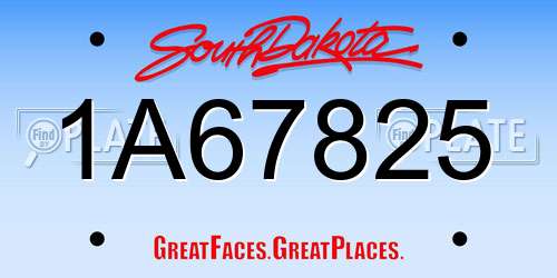 1A67825 South Dakota License Plate