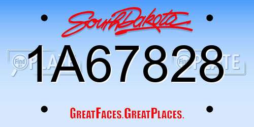 1A67828 South Dakota License Plate