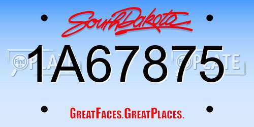 1A67875 South Dakota License Plate