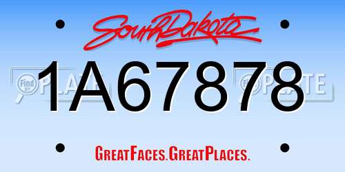 1A67878 South Dakota License Plate