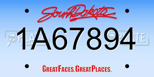 1A67894 South Dakota License Plate