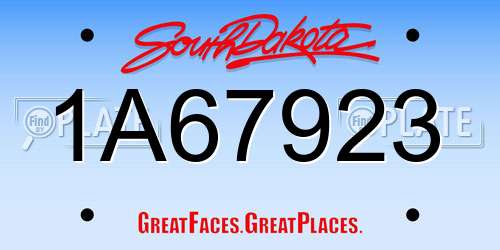 1A67923 South Dakota License Plate