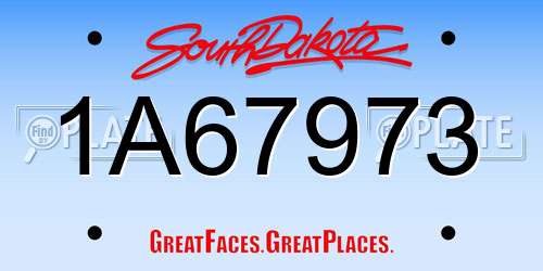1A67973 South Dakota License Plate