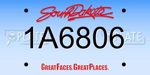 1A6806 South Dakota License Plate