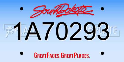 1A70293 South Dakota License Plate