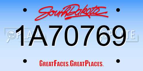 1A70769 South Dakota License Plate