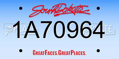 1A70964 South Dakota License Plate