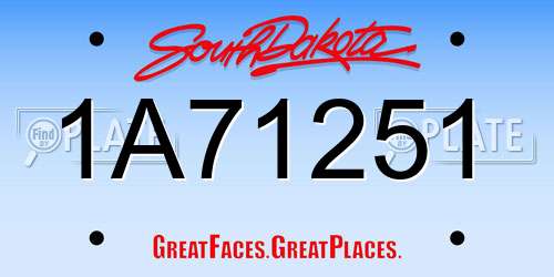 1A71251 South Dakota License Plate