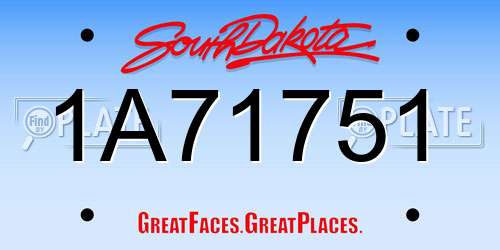 1A71751 South Dakota License Plate
