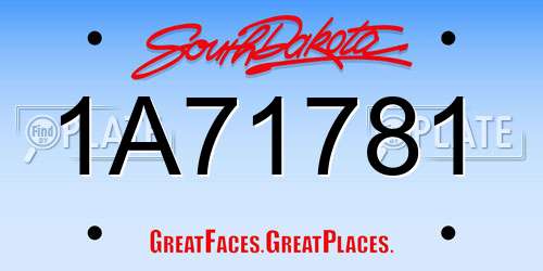 1A71781 South Dakota License Plate