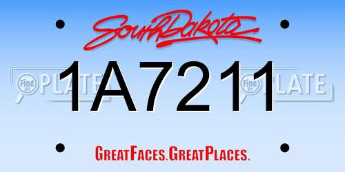 1A7211 South Dakota License Plate