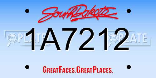 1A7212 South Dakota License Plate