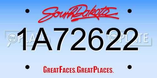 1A72622 South Dakota License Plate