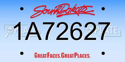 1A72627 South Dakota License Plate
