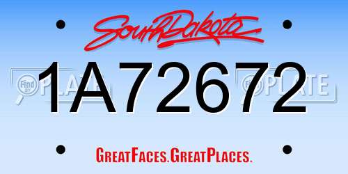 1A72672 South Dakota License Plate