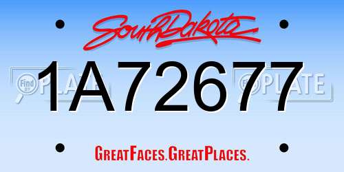 1A72677 South Dakota License Plate
