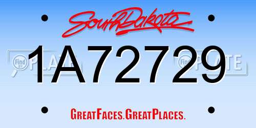 1A72729 South Dakota License Plate