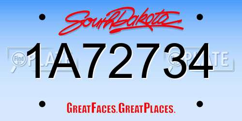 1A72734 South Dakota License Plate
