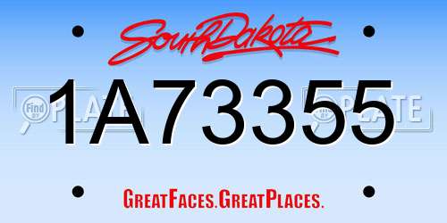 1A73355 South Dakota License Plate