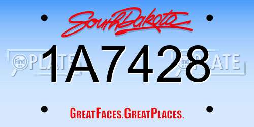 1A7428 South Dakota License Plate