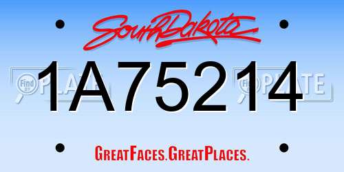 1A75214 South Dakota License Plate