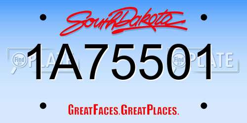 1A75501 South Dakota License Plate
